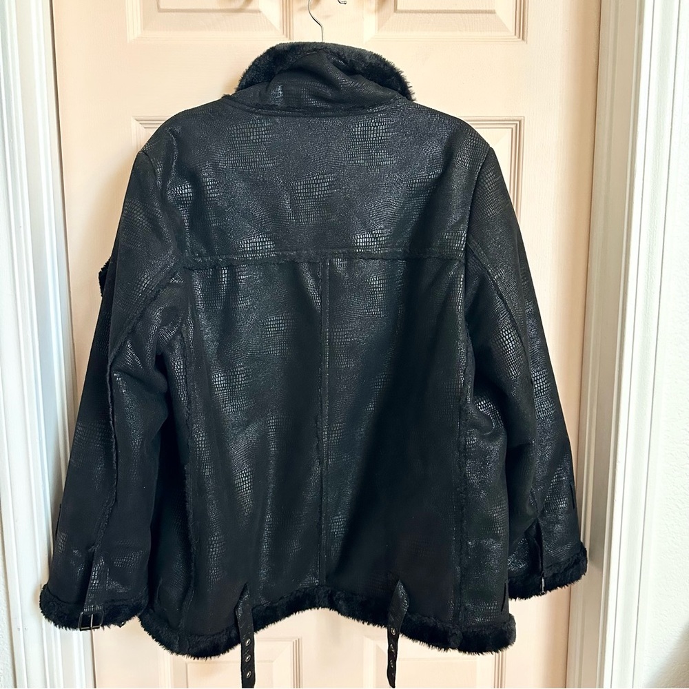 Black hutch moto fur jacket - Picture 6 of 6